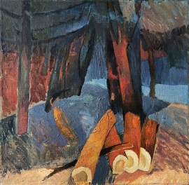 Painting Logs in the forest | Картина Бревна в лесу | La peinture Bûches dans la forêt | Cuadro Troncos en el bosque